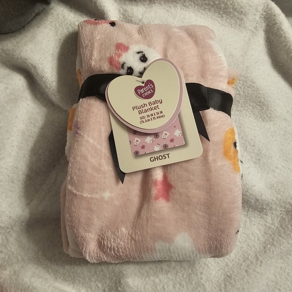 Parent's Choice Soft Plush Goth Pink Ghost Baby Blanket